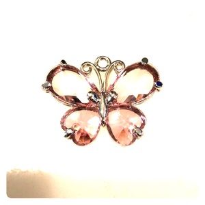 Butterfly pink stone pendant charm large